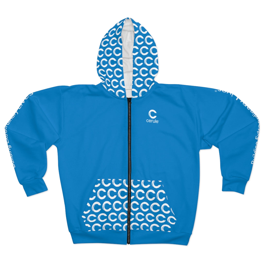 Cerule Zip Hoodie Blue/White