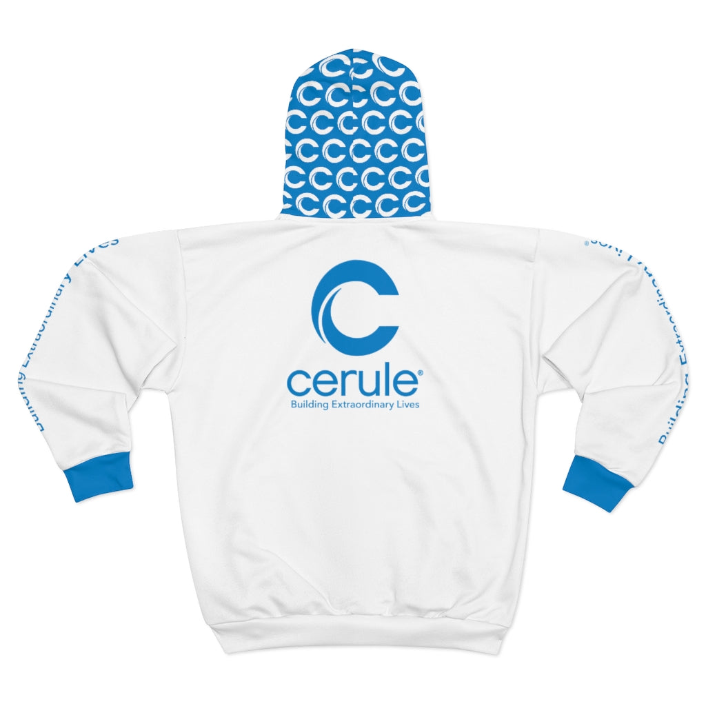 Cerule Zip Hoodie White/Blue