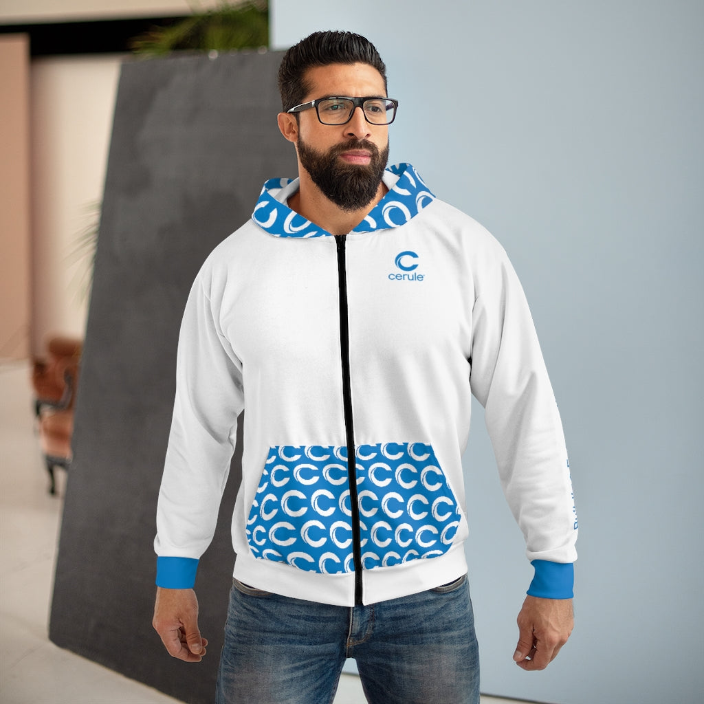 Cerule Zip Hoodie White/Blue