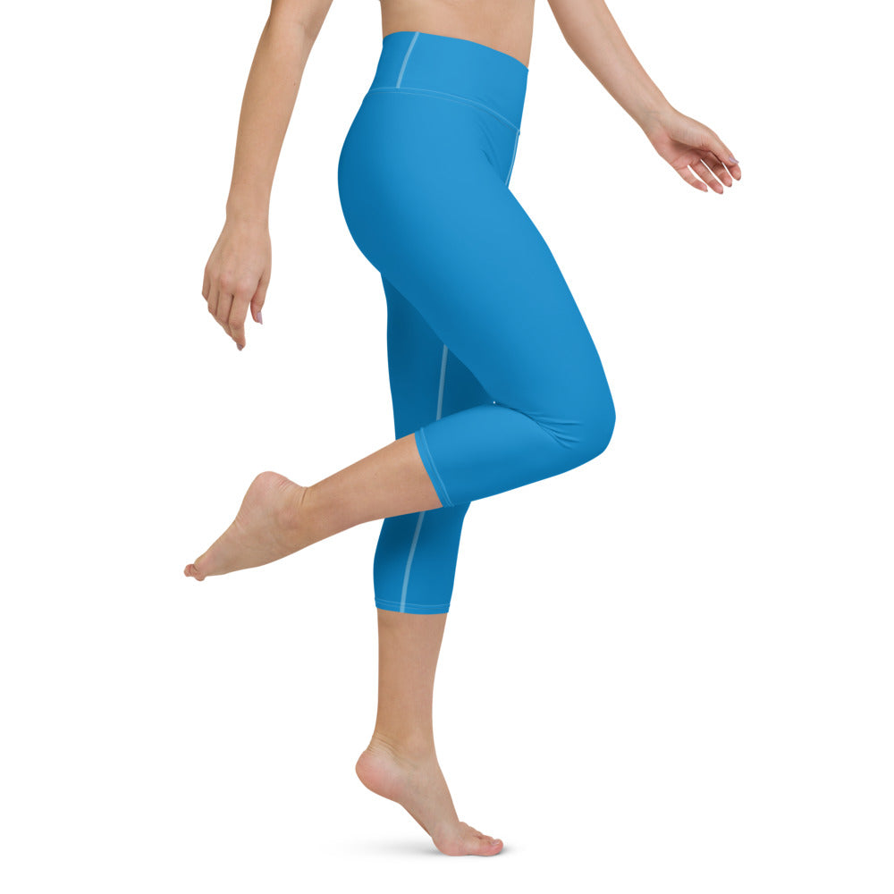 Cerule Yoga Capri Leggings - Blue