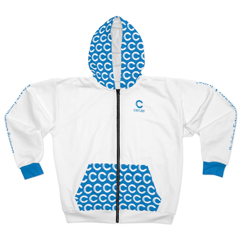 Cerule Zip Hoodie White/Blue