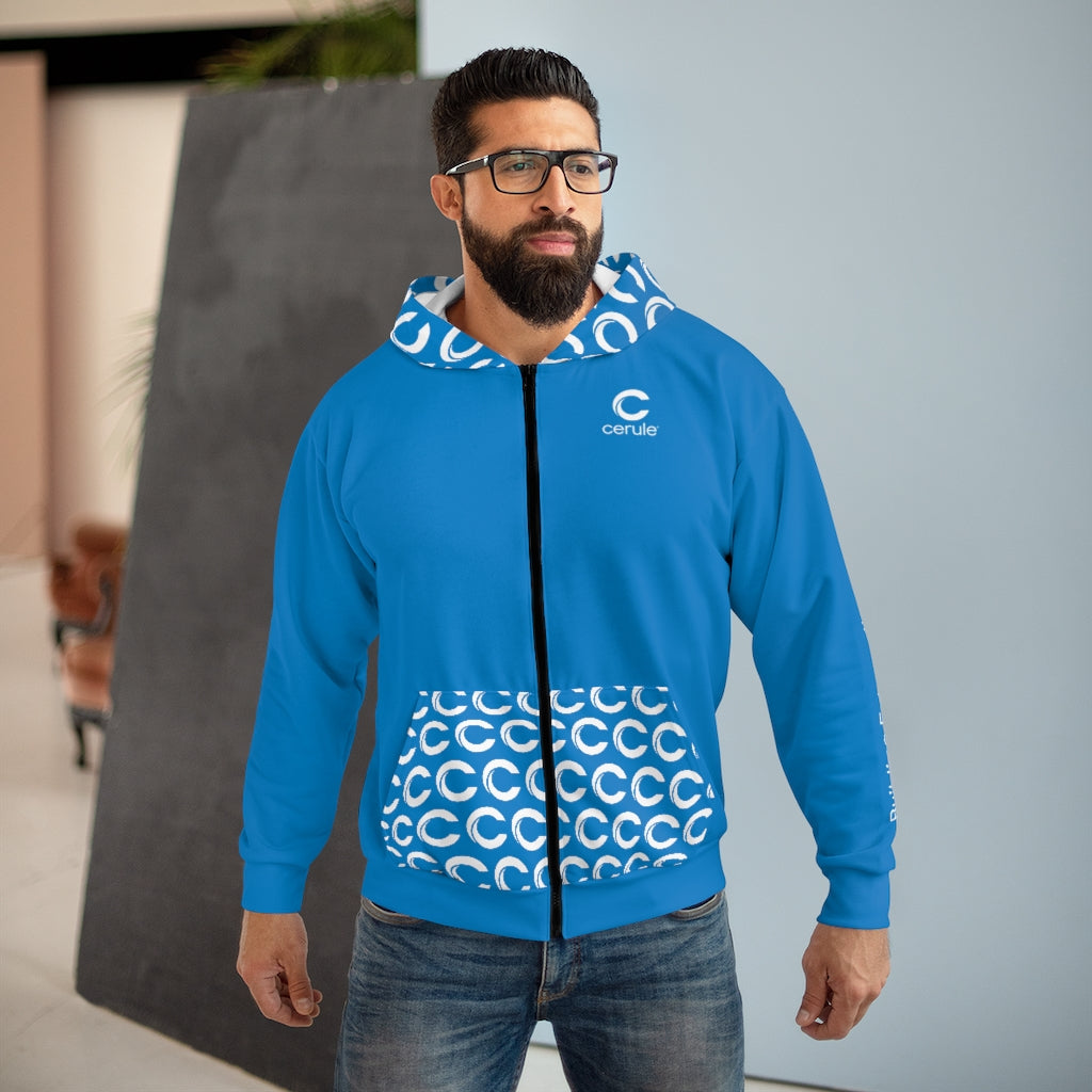 Cerule Zip Hoodie Blue/White