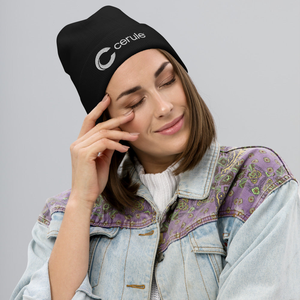 Beanie - "Cerule" Embroidered Black