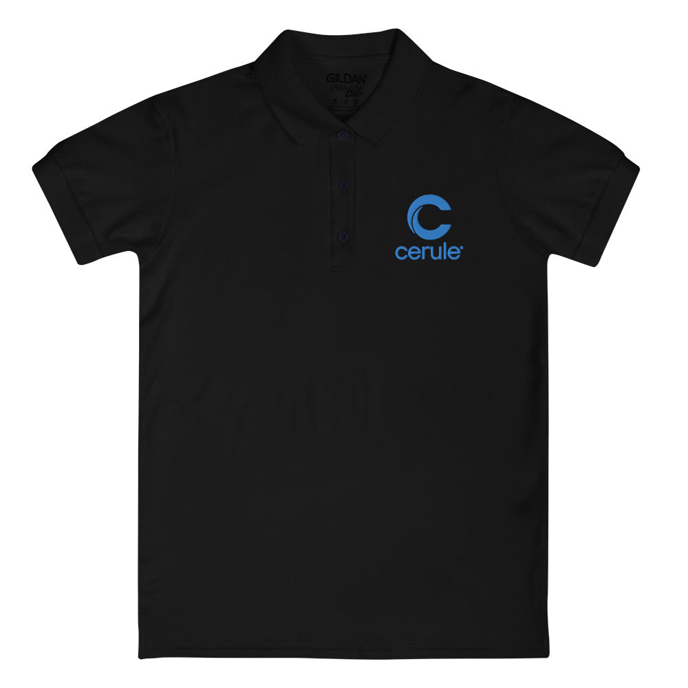 Women's "Cerule Embroidered" Polo - Black