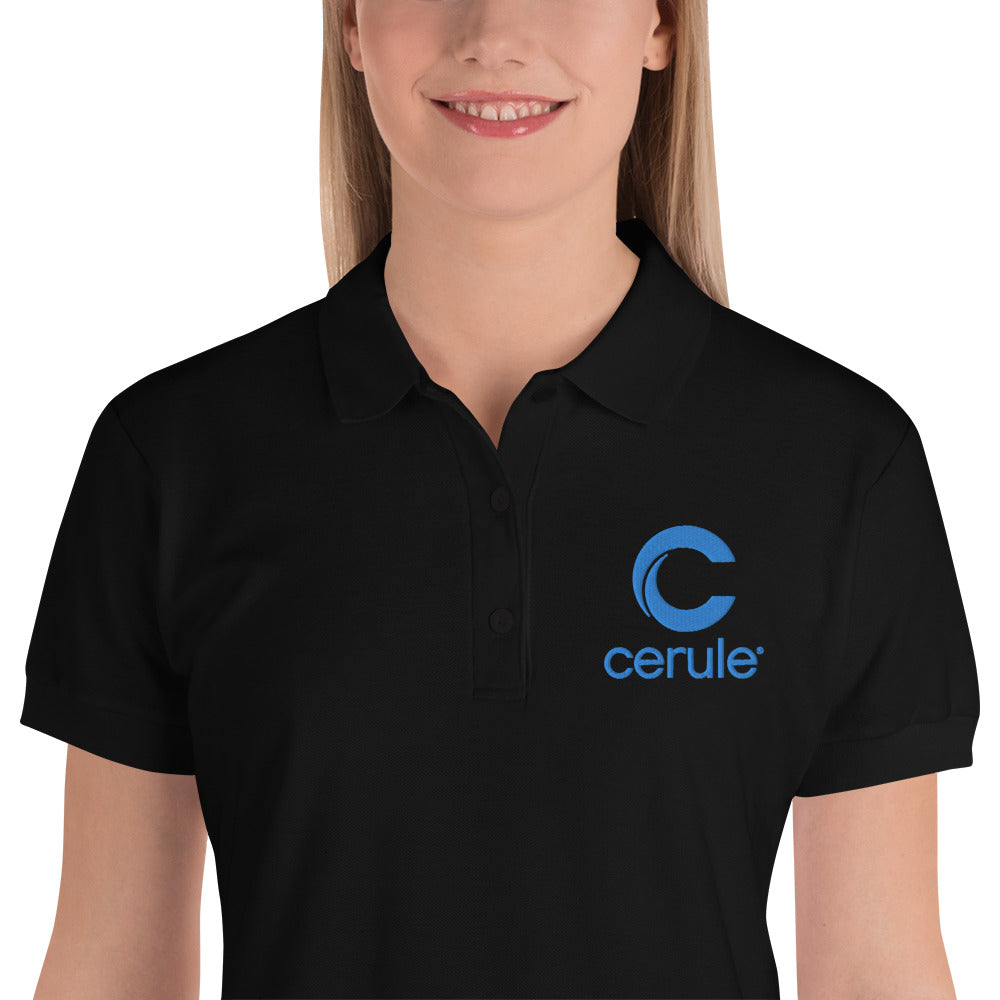 Women's "Cerule Embroidered" Polo - Black