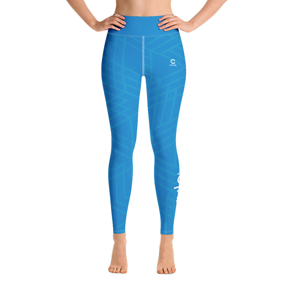 Women's Yoga Leggings - Blue/White