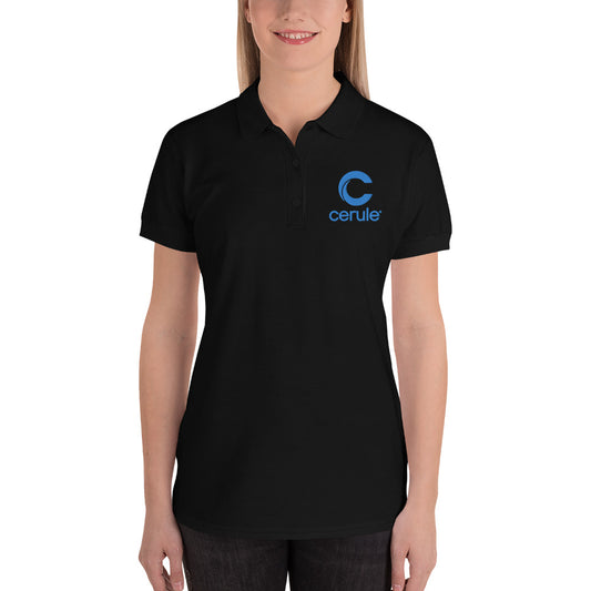 Women's "Cerule Embroidered" Polo - Black